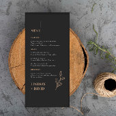 Modern minimalistisch gebladerte zwart menu Kaart