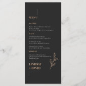 Modern minimalistisch gebladerte zwart menu Kaart (Voorkant)