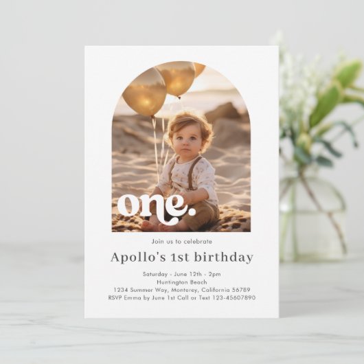 Modern minimalistisch gebogen foto Lijst 1e verjaa Kaart (Staand voorkant)