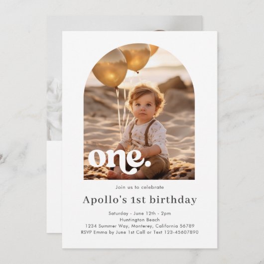 Modern minimalistisch gebogen foto Lijst 1e verjaa Kaart (Voorkant / Achterkant)