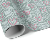 Modern minimalistisch gecontroleerd roze hartpatro cadeaupapier (Rol Hoek)