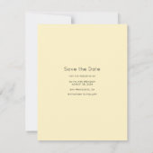 Modern minimalistisch geel Bewaar de datumfoto Save The Date (Achterkant)