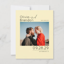 Modern minimalistisch geel Bewaar de datumfoto Save The Date