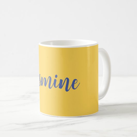 Modern minimalistisch geel blauw voeg Jouw naam to Koffiemok (Voorkant rechts)