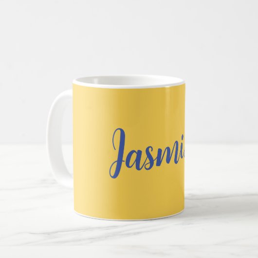 Modern minimalistisch geel blauw voeg Jouw naam to Koffiemok (Voorkant links)