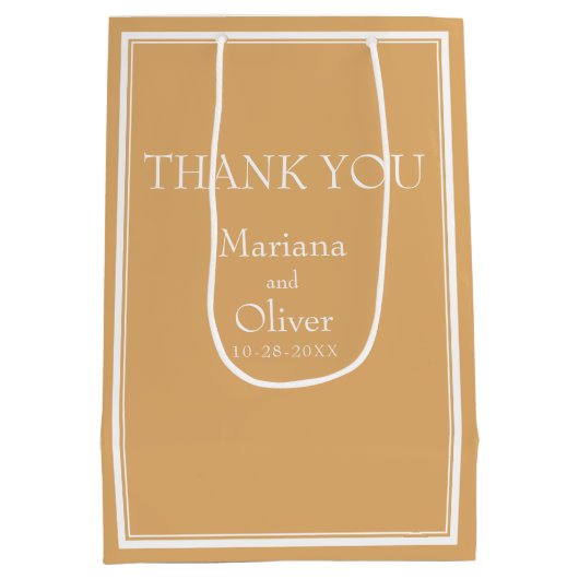 Modern minimalistisch geel medium cadeauzakje (Achterkant)