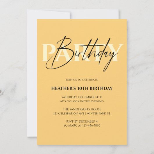 Modern minimalistisch geel meisje verjaardagsfeest kaart (Voorkant)