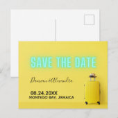 Modern minimalistisch geel neon sparen de Datum Briefkaart (Voorkant / Achterkant)