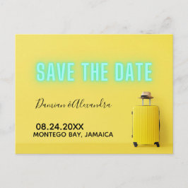 Modern minimalistisch geel neon sparen de Datum Briefkaart