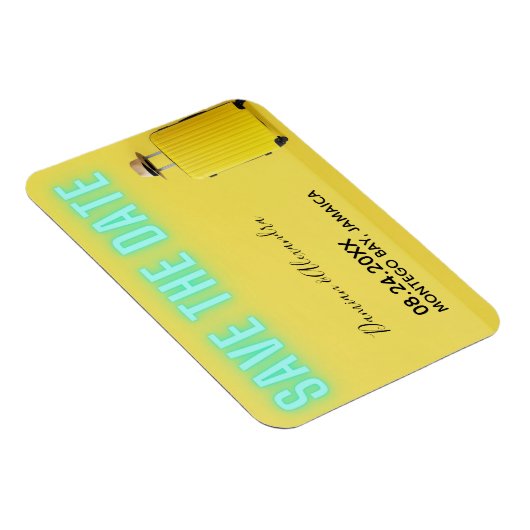 Modern minimalistisch geel neon sparen de Datum Magneet (Rechterzijde)