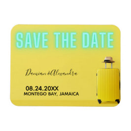 Modern minimalistisch geel neon sparen de Datum Magneet