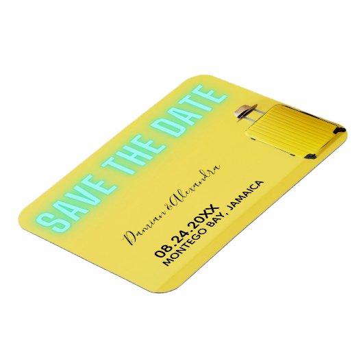 Modern minimalistisch geel neon sparen de Datum Magneet (Linkerzijde)