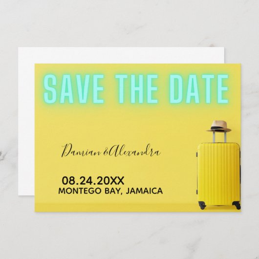 Modern minimalistisch geel neon sparen de Datum Va (Voorkant / Achterkant)