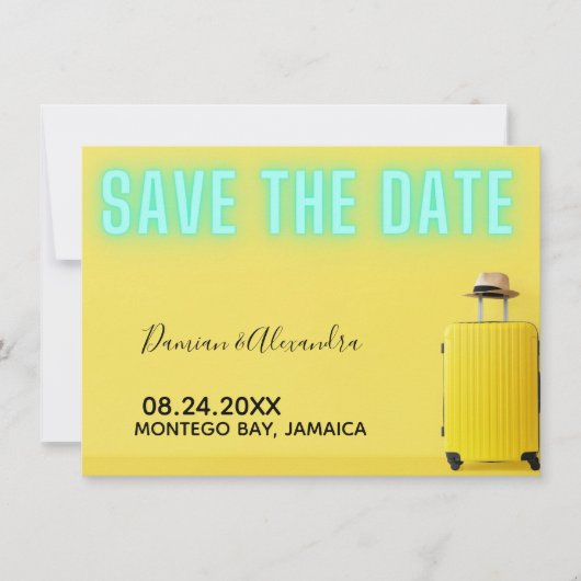 Modern minimalistisch geel neon sparen de Datum Va (Voorkant)