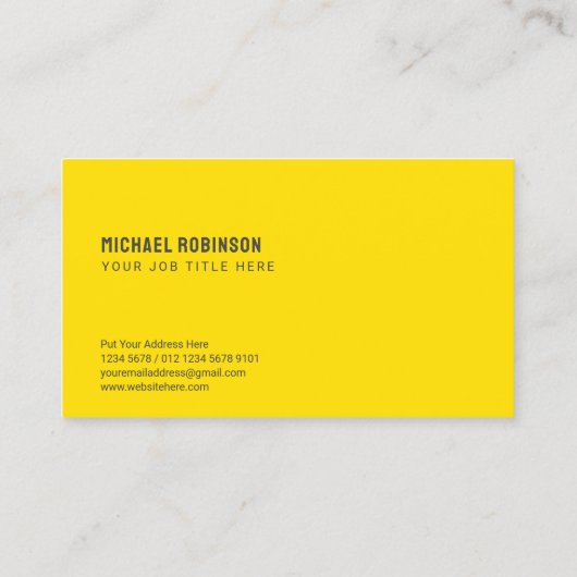 Modern minimalistisch geel op donkergrijs | Sans S Visitekaartje (Achterkant)