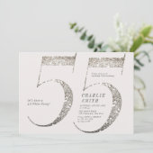 Modern minimalistisch geheel wit feest 55e verjaar kaart (Staand voorkant)