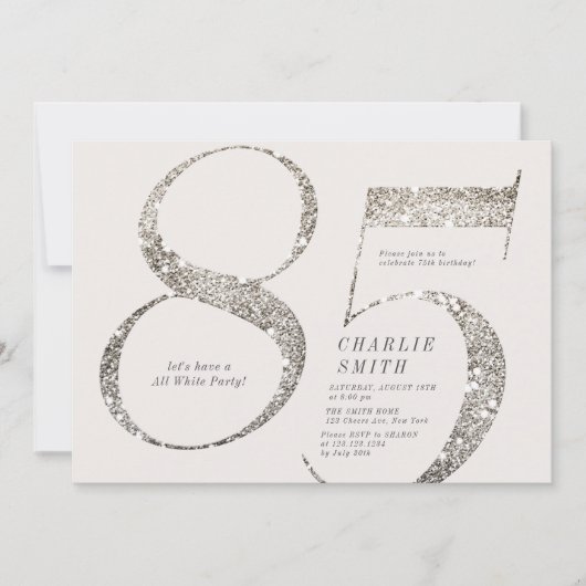 Modern minimalistisch geheel wit feest 85e verjaar kaart (Voorkant)