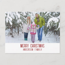 Modern Minimalistisch Gelukkig Kerstmis Familie Fo Feestdagenkaart