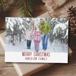 Modern Minimalistisch Gelukkig Kerstmis Familie Fo Feestdagenkaart
