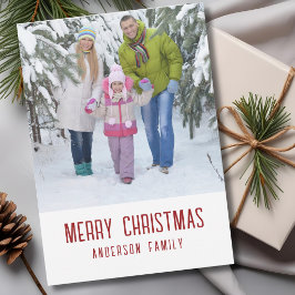 Modern Minimalistisch Gelukkig Kerstmis Familie Fo Feestdagenkaart