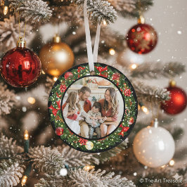 Modern Minimalistisch Gelukkig Kerstmis Familie Fo Ornament