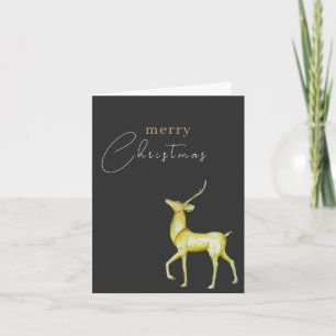 Modern Minimalistisch Gelukkig Kerstmis Gouden Ren Kaart
