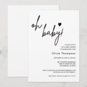 Modern Minimalistisch Genderneutraal Oh Baby showe Kaart (Voorkant / Achterkant)