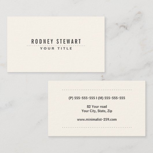 Modern minimalistisch generiek off-white visitekaartje (Voorkant / Achterkant)