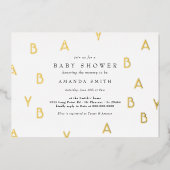 Modern minimalistisch geneutraliseerd Baby shower Folie Uitnodiging (Voorkant)