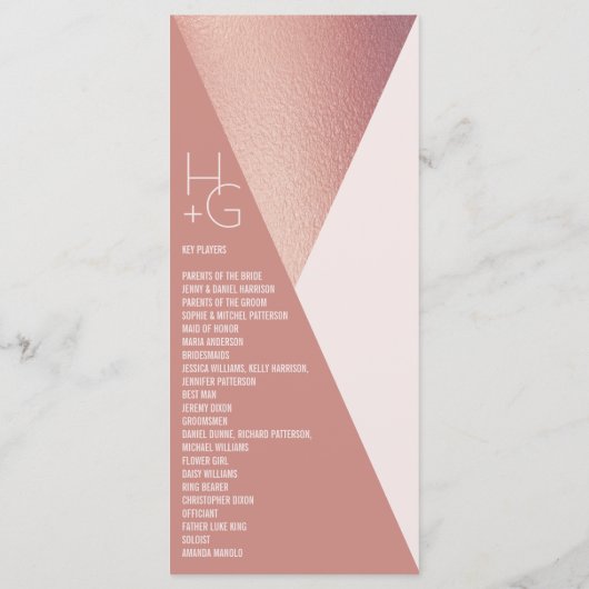 Modern minimalistisch Geometric Wedding Programme Menu (Achterkant)