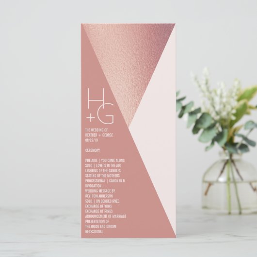 Modern minimalistisch Geometric Wedding Programme Menu (Staand voorkant)