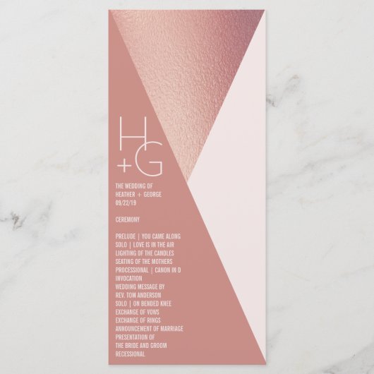Modern minimalistisch Geometric Wedding Programme Menu (Voorkant)