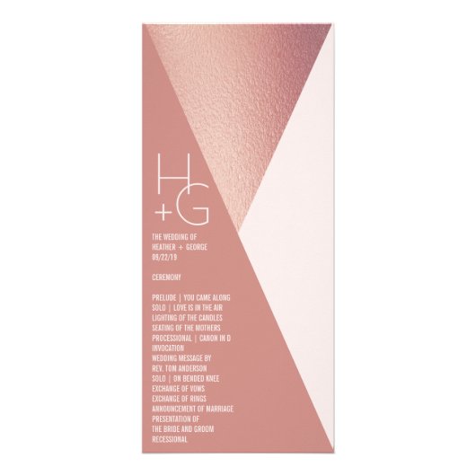 Modern minimalistisch Geometric Wedding Programme Reclamekaart (Voorkant)