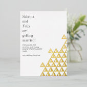 Modern minimalistisch geometrisch huwelijk folie uitnodiging (Staand Voorkant)