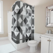 Modern minimalistisch geometrisch patroon zwart, w douchegordijn (In situ)