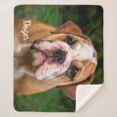 Modern minimalistisch gepersonaliseerd Hondenliefh Sherpa Deken (Voorkant)