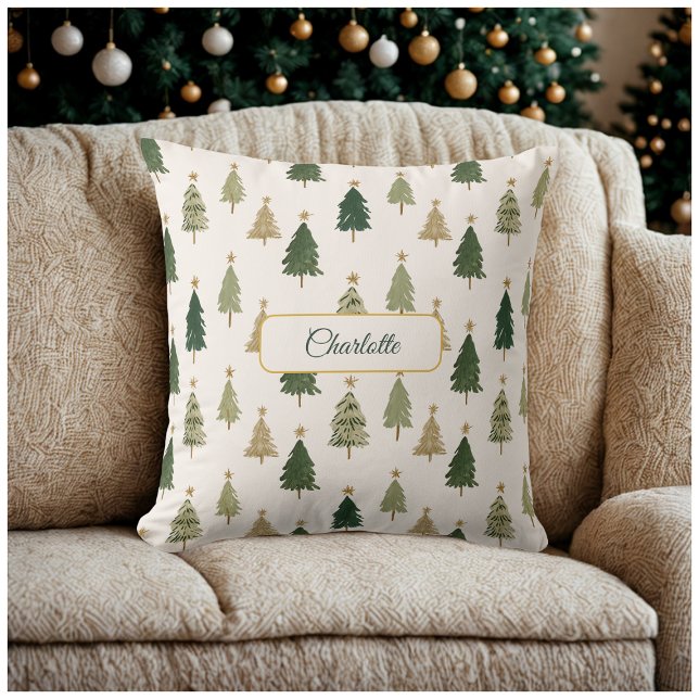 Modern minimalistisch gepersonaliseerd kerstkussen kussen (Creator heeft geüpload)