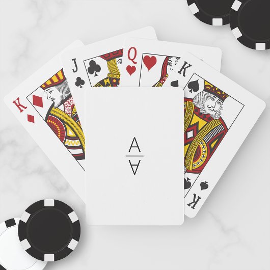 Modern minimalistisch gepersonaliseerd monogram pokerkaarten
