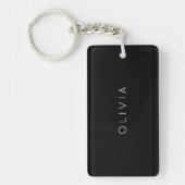 Modern minimalistisch gepersonaliseerd zwart sleutelhanger (Voorkant)