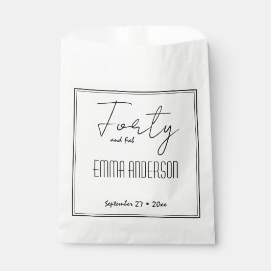 Modern minimalistisch gepersonaliseerd zwart wit bedankzakje (Voorkant)