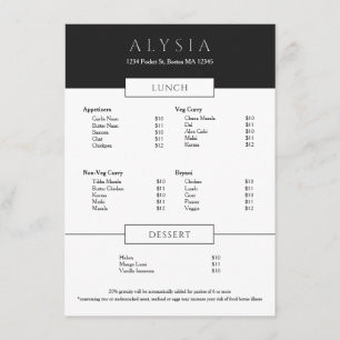 Modern Minimalistisch Gesofisticeerd Restaurant Menu