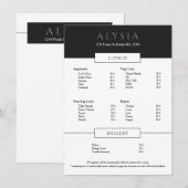 Modern Minimalistisch Gesofisticeerd Restaurant Menu (Voorkant / Achterkant)