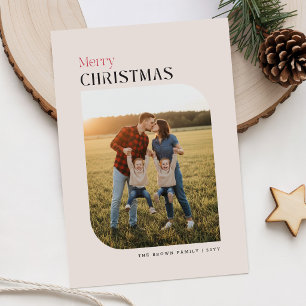 Modern Minimalistisch Gezinsfoto Prettig Kerstfees Feestdagenkaart