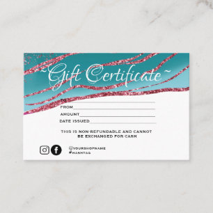 Modern minimalistisch glitter Gift certificate Visitekaartje