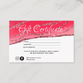 Modern minimalistisch glitter Gift certificate Visitekaartje (Voorkant)