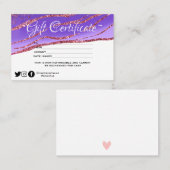 Modern minimalistisch glitter Gift certificate Visitekaartje (Voorkant / Achterkant)