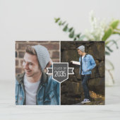 Modern minimalistisch Gold Afstudeerder Pet 3 Foto Aankondiging (Staand voorkant)