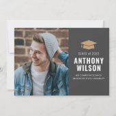 Modern minimalistisch Gold Afstudeerder Pet 3 Foto Aankondiging (Achterkant)