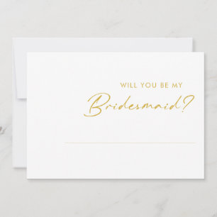 Modern minimalistisch Gold Font Bridesmaid-voorste Kaart