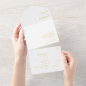 Modern minimalistisch Gold Font Photo Seal and Sen All In One Uitnodiging (Afscheurbaar)